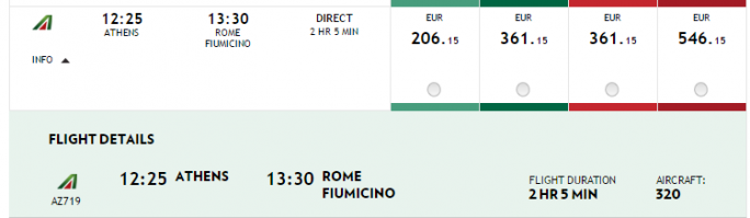 Ссылку в студию. Или кроме левых картинок ничего постить не умеешь?
По поводу 719, если уж совсем слепой и на сайте не смог его разглядеть, то скрин внизу.
Кстати, "Alitalia Рим Афины 719" в очередной раз подтверждает твою "грамотность". Если что - рейс с нечётным номером никогда не летает на восток.