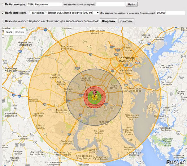 Карта целей ядерных ударов по территории рф