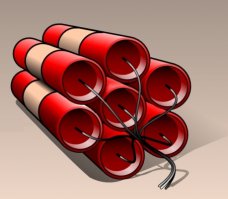 ну могу предположить только следующее: по принципу динамитной шашки, перемотать все и взрывать центральные петарды
