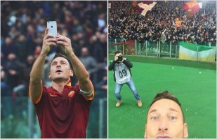 селфи года.
Франческо Тотти оформил дубль в римском дерби и тут же круто отпраздновал это событие, сделав селфи перед фанатской трибуной.