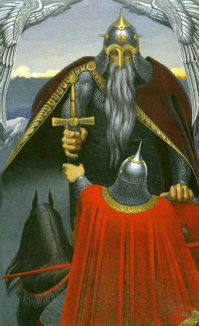 Святогор старше многих богов. Многие знакомы с этим могучим великаном по былине, где он встречается с Ильей Муромцем и прячет его вместе с конем в карман.
Много загадочного в образе Святогора. Отчего, например, он обитает в горном месте, вязнет в земле, будто в топком болоте, и не может поднять суму, где спрятана вся «тяга земная»? Почему не охраняет границы Святой Руси, как Илья и другие богатыри, не пашет землю, подобно Микуле Селяниновичу? По какой причине живет один, а не вместе с иными великанами — Горыней, Дубыней и Усыней? Что означает упоминание в одном из вариантов былины о его «темном» батюшке? Да и как получилось, что он, могучий и непобедимый, разом теряет свою силу в случайно найденном им каменном гробу?
Святогор, в славянской мифологии сын Рода, брат Сварога, а Сварожичи доводились ему племянниками.
Его отец назван «темным», то есть слепым, ошибочно: Род изначален, вездесущ, всевидящ. Рожден же Святогор был для того, чтобы стоять на страже мира Яви и не пускать сюда темных чудищ из Нави. Вход туда находился у подножия столпа, на котором держалось небо. Сам же столп (или Мировое древо) находился в святых горах, откуда и происходит имя великана. Нелегкое это дело — стоять на границе Света и Тьмы. Другие великаны, Горынычи — Горыня, Дубыня и Усыня, — были рождены темным, слепым владыкой Вием из зависти и в противовес Святогору. Вий, отчасти знакомый нам по повести Гоголя, поставил трех своих сыновей стеречь выход из Нави, чтобы оттуда не могли сбежать души умерших. Так что, стоя по другую сторону границы, они были недругами Святогора.
Огромный вес Святогора мешал ему покинуть свой пост и переселиться в иные места. Все же однажды он, по предсказанию Макоши, вынужден был оставить Святые горы. Богиня предрекла великану, что он женится на змеедеве. Огорчился великан, но решил отыскать суженую — может, не так уж она и страшна? Отправился в дальние моря, от одного острова к другому перебирался. И наконец увидел змею. Решил Святогор, что лучше уж холостяком помереть, чем на таком страшилище жениться. Отвернулся и ударил по ней мечом. Потом кинул золотой алтын во искупление содеянного и, заливаясь горючими слезами, побрел прочь.
Меж тем удар Святогора оказал волшебное действие на змею: она освободилась от наложенного на нее заклятья и стала, как прежде, прекрасной девушкой Пленкой. Подняла красавица золотой алтын. Он оказался неразменным, и она отдала его горожанам. Те пустили монету в оборот и вскоре несказанно разбогатели. Не забыли они и свою благодетельницу — щедро одарили Пленку, а она на полученные деньги снарядила караван и отправилась на поиски спасителя. Долго ли, коротко ли странствовала, но нашла Святогора и поведала ему свою историю. Великан не сразу поверил, что эта краса девица и есть та самая змея, которую он зарубил. Потом махнул рукой: мало ли какие чудеса на свете случаются! Женился на Пленке, как и предсказала Мокошь, а вскоре у них дочери родились — Пленкини.
Эта история стала известна и в Греции: то ли ее туда принес арийский народ дорийцев, то ли балканские славяне. Только Святогора греки стали звать на свой лад Атлантом (или Атласом). Его жену Пленку считали океанидой Плейоной. Дочерей же их нарекли Плеядами. Девушки эти стали звездами, а Персей, показав их отцу голову Медузы Горгоны, превратил Атланта в скалу. Эти горы в Африке и доныне называются Атласскими.
Много еще повестей о Святогоре сложено, всех и не перескажешь. Напомним лишь одну из них. Надоело великану оборонять богов, которых он и не видел толком, и решил он построить каменную лестницу в небо да сам на них посмотреть. Силой его Род не обделил и с работой Святогор справился: до самого престола Всевышнего в небесах добрался.
Бог не стал его бранить за самовольство, похвалил за труд и сказал, что исполнит любое желание великана. Святогор попросил силы немеренной да мудрости побольше, чем у любого из богов. Эх, знал бы, что любое желание имеет еще и оборотную сторону, так, наверное, остерегся бы просить ума и силы. «Будешь ты сильнее Сварожичей, но тебя самого осилит камень, — ответил ему Вышний. — Станешь мудрее богов, а человек-то тебя и обманет!» Лишь ухмыльнулся великан в ответ, не поверил сказанному. Уж ему ли, построившему из скал лестницу в небеса, камушка какого-то опасаться! Ну, а мелкий род людской, что жучки под ногами, что они могут ему сделать?
А вышло все по слову Всевышнего. И каменный гроб, в который шутя прилег Святогор, стал его последним пристанищем, да и богатырь Илья Муромец перехитрил великана. А, может, оно и к лучшему: прошло время великанов, наступала эра людей. Да и устал Святогор от вечной жизни, пора было уж ему и отдохнуть. Успел он только с последним дыханием передать часть силы своей богатырю.
Об Илье же известно, что совершил он множество подвигов во славу Святой Руси, а на старости лет пришел в Киево-Печерский монастырь да и стал там монахом. Дни и ночи проводил он в келье, замаливая грехи свои, вольные и невольные. Потому и не заметил, как подкрался к нему убийца и нанес предательский удар ножом в спину. Впрочем, в былинах о том нет ни слова. Об этом узнали ученые-антропологи, исследовавшие останки Ильи Муромца. Они же определили, что у богатыря с детства левая нога была короче правой — потому он и пролежал «тридцать лет и три года» на печи, пока странствующие волхвы не вдохнули в него силу могучую.