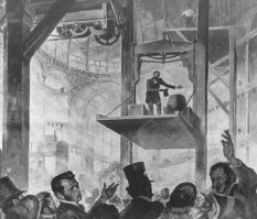 Изобрести-то безопасный лифт Отис изобрел, только все равно ему никто не верил. Тогда он решил провести наглядную демонстрации безопасности своего изобретения. На выставке достижений науки и техники, проходившей в Нью-Йорке в 1854 году, Отис смонтировал свой лифт, нагрузил на платформу тяжелые бочки и сейфы и стал на нее сам. Поднявшись на 10 м, он дал сигнал помощнику. Тот перерубил тросы, толпа ахнула, но страховочный механизм сработал надежно: кабина остановилась, как вкопанная. Отис несколько раз поклонился публике, повторяя: «Все безопасно, господа, все безопасно.»
Ну вот, с того момента, собственно говоря, ему и поперло :)