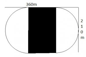 НИКУЯ ВЫ ВСЕ НЕПРАВЫ!!! Вот так.

Помещение не прямоугольное, слепые вы умники!!!

Пх105²+((360-210)х210)=66118,5=0,0661185 км².

Ёлы, пятый класс...
