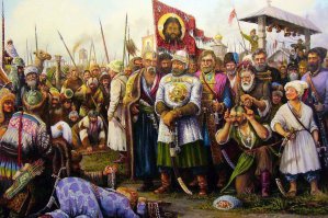 Восторженные жители Сибири приветствуют Ермака-освободителя