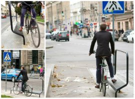 Странно что это пункт до сих пор есть только в наших правилах, во всем мире такого требования нет, даже специальные конструкции ставят у перекрестка что бы велосипедистам было удобно ждать зеленый