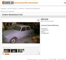 И ЧО?
Да куча олдкаров продается за копейки.
У кого есть гараж и свободное время, резвятся.

Актуальные объявления с mobile.de