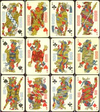 Вот такие у меня были, по мотивам культуры майя. Но в них играть не удобно - короля, даму и вальта с трудом различаешь