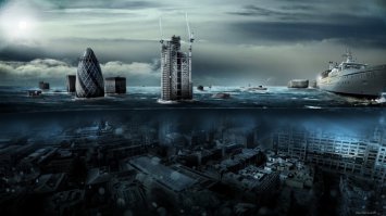 Хде это он великую сушь откопал? Тут как бы наоборот, уровень океана повышается. Так что более реально это будет выглядеть так