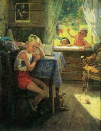 А в картине Переэкзаменовка-1954-г. висит "Опять двойка"