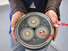 d=20мм как минимум, r=d/2=10мм. S=10*10*3,1415= 314 мм2
300 квадратов минимум!