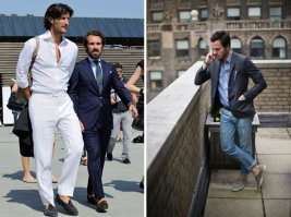 Таких, как на Вашем фото - полно и без подвернутых брюк. Вот, тоже с подвернутыми брюками парни: