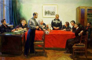 Григорьев С.А. "Обсуждение двойки". 1950 г.