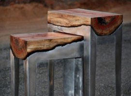 Уникальные столы из травертина и смолы, напоминающие лагуны