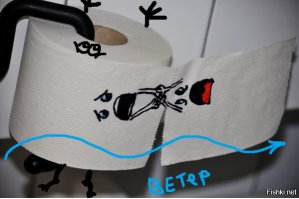 Я понял(это шутка такая была).  Но как вариант-- рулон пытается удержаться на отвесной стене да еще при сильном боковом ветре..