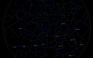 Думаю, что Юпитер. Приложил картинку (она увеличивается). Большой голубой круг в созвездии Девы - Луна. Далее сориентируйся, поверни, если надо.