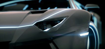 Черный Lamborghini Aventador в стиле Трон