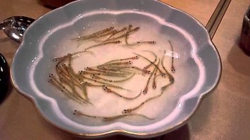 Ну ох"еть какая японская кухня...Что мешает сходить на речку,наловить малька уклейки и жрать его сырым?Тем паче,"что эти живые рыбки не имеют какого-то особого вкуса".
