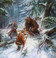 Я конечно не охотник, но в свое время получил "отлично" за дипломную работу о видах вооружения и способах охоты в каменном веке. ну и соответствующие темы из более поздних эпох мне были всегда интересны. Про слабое представление о рогатине: советую почитать в википедии, просто заведите "рогатина". Если лень - вот цитаты: "Рога́тина (рогатыня) — славянское тяжёлое копьё для рукопашного боя или для охоты на крупного зверя. Отличается большим широким обоюдоострым наконечником". "С рогатиной шли на крупного и опасного зверя (медведь, тур, кабан), поскольку она рассчитана на нанесение широкой и глубокой раны. При ударе её удерживали двумя руками. Ниже наконечника зачастую находилась крестовина, препятствующая слишком глубокому проникновению оружия в рану с целью удерживать зверя на безопасном расстоянии. Острый наконечник (или вся конструкция) назывался рожон". Вот от этого "рожна" и происходит слово "рогатина". Как мы видим на примере представленной выше картины, такое оружие именно при охоте на крупного зверя использовали не только в России, но и в Европе. В Германии его называли Bärenspieß или Saufeder, в Англии Bear spear. Вот как описывает рогатину П. П. фон Винклер в книге «Оружие. Руководство к истории, описанию и изображению ручного оружия с древнейших времён до начала XIX века»: "Рогатина — было оружие подобное копью, но с широким, плоским и на обе стороны острым пером, которое у этого рода оружия называлось собственно рогатиной. Под рогатиной находилось яблоко, а под ним тулея, насаженная на древко или искепищу. Чтобы ратнику легче было держать оружие, к искепищу приделывались по два и по три металлических сучка, а у богатых людей оно обматывалось золотым или серебряным галуном, шелковой тесьмой, ремнями и т. п." Подчеркну, что всю эту информацию я нашел в инете по простому запросу "рогатина" в течении пары секунд, чем Вы тоже могли бы заняться перед написанием Вашего ценного комментария. На счет охоты, как смертельного экстрима: охота на крупного зверя до широкого распространения огнестрельного оружия была действительно смертельно опасной, это был поединок, в исходе которого охотник не мог быть уверен. Именно поэтому аристократы стремились обезопасить себя с помощью ловчих, загонщиков, доезжачих и т.п., но и при таких условиях некоторые из них гибли на охоте, в том числе от клыков кабана. Поэтому о промышленных масштабах такой охоты не могло быть и речи. Теперь о стрелковом охотничьем оружии: как Вы совершенно справедливо отметили, несущегося кабана далеко не всегда можно остановить даже выстрелом из современного охотничьего ружья, а ведь его останавливающее и поражающее действие в разы выше чем у лука. Поэтому - только рогатина, только хардкор! В качестве иллюстрации - пара фотографий на тему "рогатина" и "кабанье копье" с просторов рунета. Желаю дальнейших творческих успехов