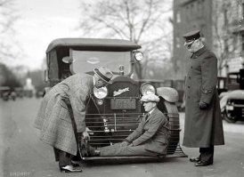 Испытания автомобильного устройства, предназначенного для недопущения возможности наезда на зазевавшихся пешеходов. Вашингтон, 1924.