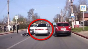 "...и врезался в припаркованную за переходом «десятку»."
Не, а что, зачётно припарковался)))