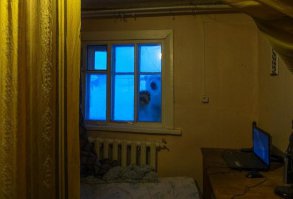 А если окно выдавит? Мля... 
Решётки ставить надо. А сейчас свет вырубить наверное, что бы не привлекать медведя и шкафом закрыть?