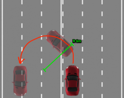 Мазда6, первое поколение. Длина ~4700 мм. Радиус разворота около 6 метров (наружний), узнал с просторов интернета. По факту где-то так и выходит. Схему разворота нарисовал. Важное значение имеет угол поворота колес. Какой угол у моей я не знаю. Про радиусы поворотов хорошо расписано тут: