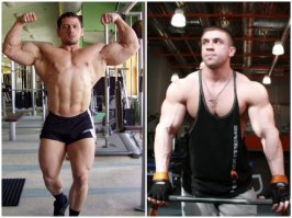 А вот Алексей Беккер (слева) и Александр Эскин (справа). Большие ребята? — Несомненно!
Но вот в кадре появляется Михаил Кокляев и всё меняется. Миша — настоящий русский богатырь — 192 см рост и 160 кг вес. Он реально большой.
Хотя, есть кое-кто, по сравнению с кем и Кокляев уже не кажется гигантом. Это — Кирилл Сарычев, его рост 197 см, а вес — от 170 до 180 кг.