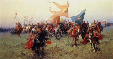Это древки копий, а флаги тогда были размером метра 2х2 и больше, меньший размер считался не солидным.