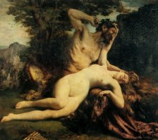 1874 Gervex Henri, Satyr playing with a bacchante. Сатир играет с вакханкой