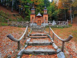 The Russian Chapel on the Vršič pass (Slovene: Ruska kapelica na Vršiču) is a Russian Orthodox chapel located on the Russian Road on the northern side of the Vršič pass in northwestern Slovenia. The chapel, dedicated to Saint Vladimir, was built by Russian prisoners of war engaged in forced labor in the area during World War I. It serves as both a war memorial and a symbolic link between Slovenia and Russia.