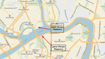 На фото "Первые дачи" - дворец Петра Первого в Летнем Саду - угол Невы и Фонтанки.