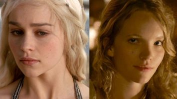 О УЖАС! Если бы не провели замену и выбрали второй вариант- думаю сериал потерял бы многое! Возможно Тэмзин Мерчант талантливая актриса (я действительно не знаю ибо не видел её фильмов), но Эмилия Кларк просто шикарна в этой рои!!!