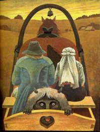 Мне очень нравятся эти иллюстрации. Вовсе не страшные, но стильно и красиво выполненные, передают настроение, характер персонажей. Есть чему поучиться современным мультипликаторам. 
Есть у меня книжка эстонских народных сказок под названием "Волшебная дудочка". Сказки там про чертей и оборотней всяких, нечасто с хэппи-эндом. Их иллюстрировал известный художник - Юри Аррак. Некоторые из этих иллюстраций до сих пор помню.