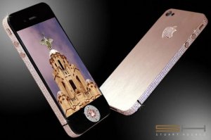 Самым дорогим телефоном в мире считается Diamond Rose на базе iPhone 4G дизайнера Стюарта Хьюза. Его корпус изготовлен из розового золота, также для украшения использованы 53 бриллианта и 500 алмазов весом более 100 карат. Главным украшением дорогой игрушки является розовый бриллиант. Владельцем роскошного аксессуара стал австралийский бизнесмен, которому пришлось выложить за него более 8 миллионов долларов.