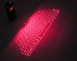 Так оно и не вслепую. У меня была такая игрушка ещё лет 5 назад. На столе довольно отчётливо видно проецируемые "кнопки". Но во-первых, эта хрень постоянно ошибается с буквами (ну или я просто не придрочился), а во-вторых крайне неудобно "нажимать" на стол. Да и не актуально это уже, с нынешними размерами дисплеев.