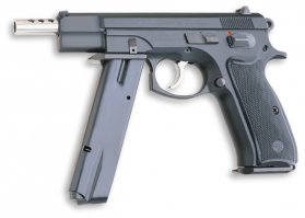 ... во времена перестройки побывал в Чехии и с удивлением узнал, что Česká zbrojovka это, вообще то оружейный завод :) Их пистолет CZ-75, котируется на мировых рынках наравне с признанными грандами. Одна из модификаций, позволяла удерживать пистолет двумя руками, за дополнительную обойму закрепленную перед спусковым крючком :)