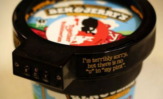 А что помешает вырезать в крышке дырку и съесть не снимая устройства?