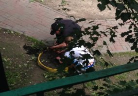 Нет,  увы. Это наркокешинг. Вид у этих поисковиков очень характерный, особенно взгляд. Один при мне  такую закладку достал- фольга 2х2 см.
Вот сидят копаются. В конце всю клумбу перевернули.