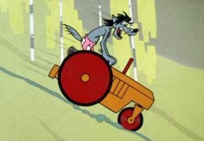 Как то наблюдал картину, как с виадуга катился каток. Своим ходом транспортировали. Так он с горки разогнался до хрен знает какой скорости. Летит по центру дороги громыхает и виляет в разные стороны - зрелище то еще.