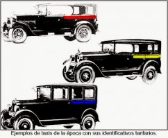 Всегда удивляет, как легко верят люди различным псевдоисторическим байкам, которыми ушлые гиды разбавляют свои дежурные экскурсии. Ну хотя бы проверьте, когда в действительности открылись первые трамвайные линии на электротяге. На 25 лет как минимум припозднились. 

С цветами окраски машин всё намного прозаичнее:
ещё в 1891 году все автомобили такси (почти все - черного цвета) должны были иметь по бортам полосу определённого цвета в зависимости от класса автомобиля, и соответственно, тарифа, чтобы клиент заранее видел, какого класса авто он выбирает:
белая полоса - 40 сантимов за км
красная - 50 сантимов
жёлтая - 60 сантимов
синяя - 80 сантимов за км.

В ходе жёсткой конкуренции, попыток демпинговать и вводить в заблуждение клиентов, постепенно пришли к решению ввести единый тариф. В итоге в качестве оптимального был выбран как раз "жёлтый" тариф в 60 сантимов.