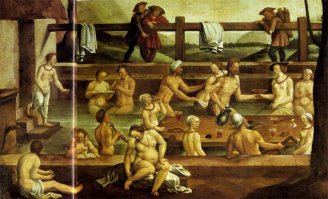 Ханс Бок, Общественные бани (Швейцария), 1597, холст, масло, Художественная галерея Базеля.

Повальное "засранство" в Европе было далеко не всегда.