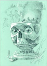 "Сувенир теперь моя голова —
Гладкий череп — в нем живые глаза
Замечательная пепельница, много денег стоит она"(с) КиШ