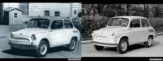 там где две машины на картинке,слева прототип Москвич-444 стал Запорожцем 965