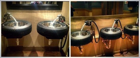 Все варианты имеют право на жизнь кроме этого :)
... при падении давления, физиологически невозможно донести "последнюю каплю" до непосредственно писуара, поэтому край шины будет вечно ... неэстетичным вобщем