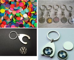 Вот такие фишки к примеру, есть как брелоки, прицепил к ключам для удобства и всегда с собой, просто не всегда может под рукой оказаться нужная монетка :)