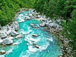 Soča glacier river in Slovenia is one of the most clean and beautiful river.It is ice cold(12-15°C) even in mid summer.