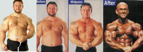 Обычная ускореная сушка после набора массы.
Так и тренируются ББ перед соревнованиями, набирают массу, а потом сгоняют лишний вес.

Только на фото не ББ, а фитнесяшка. На массе перестарался или просто предрасположенность к набору жирка, потому такая визуальная разница.

Практически все бодибилдеры выглядят так на цикле масса-сушка.
На массе они знатно и много едят, иначе мышца не вырастет, но с мышцами неизбежно растет и жир. Низкокалорийная диета начинается при подготовке к выступлениям.