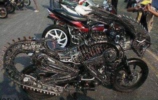 ну да, ну да... весьма "безопасный" байк! у тебя перед мордой железные пики и на любой кочке есть вероятность оставить на них свою голову.