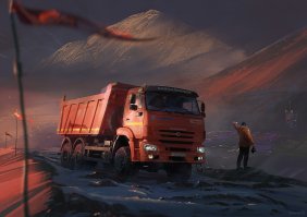 Вот ещё его нарисовки камазов.