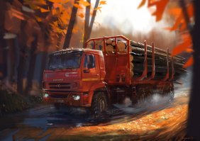 Вот ещё его нарисовки камазов.
